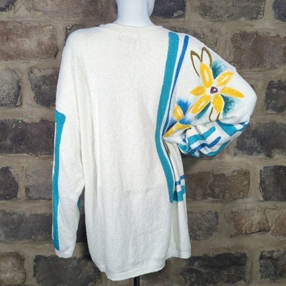 Valerie Lynn Designer Artwear Vintage Sweater Tropical Bejeweled One Size - Picture 6 of 12